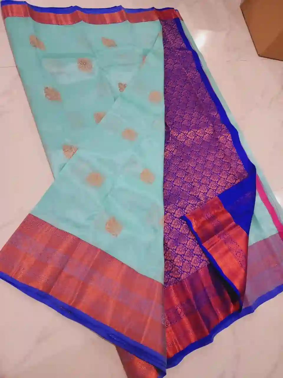 Kanchipuram 80% pure pattu, Pastel butta silk sarees